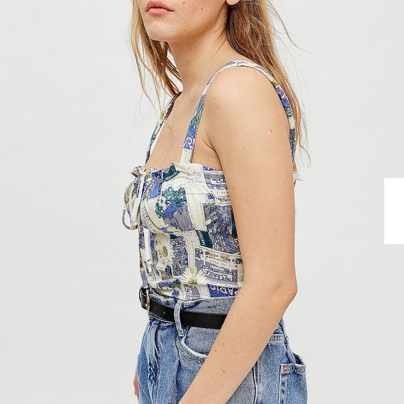 Urban Outfitters Blue Valentina Travel Soft Bustier Crop Top - Picture 4 of 16